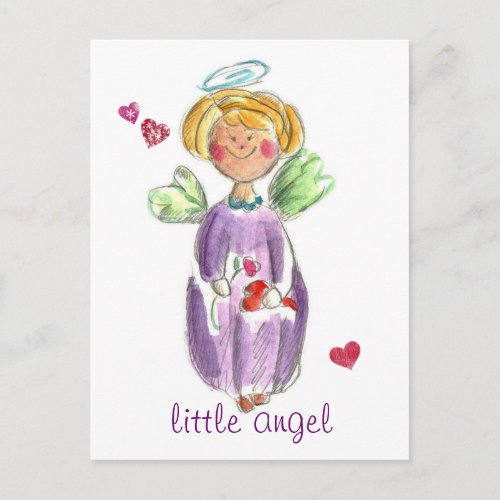 Little Angel Hearts and Love Postcard