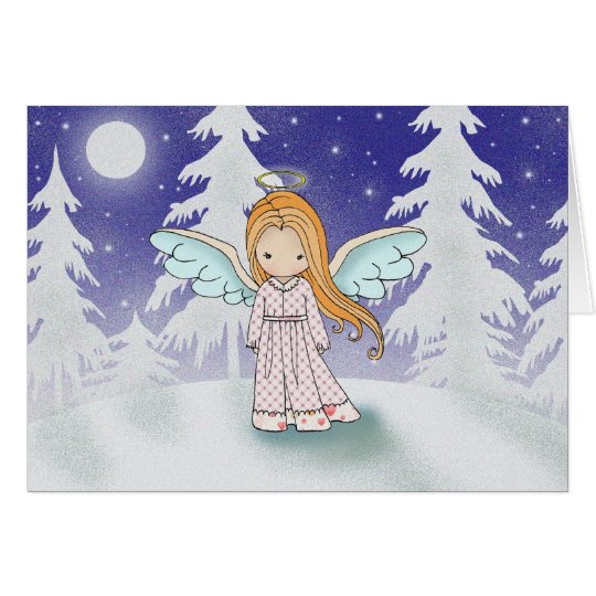 Little Angel in the Moonlight Christmas Card