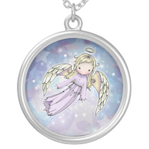 Little Angel in the Stars Sterling Pendant Necklac