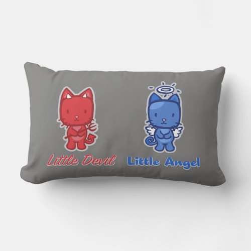 Little Angel Little Devil Cartoon Kitty Cat Lumbar Pillow