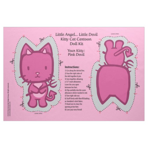 Little Angel...Little Devil Kitty Cat Doll Kit Fabric