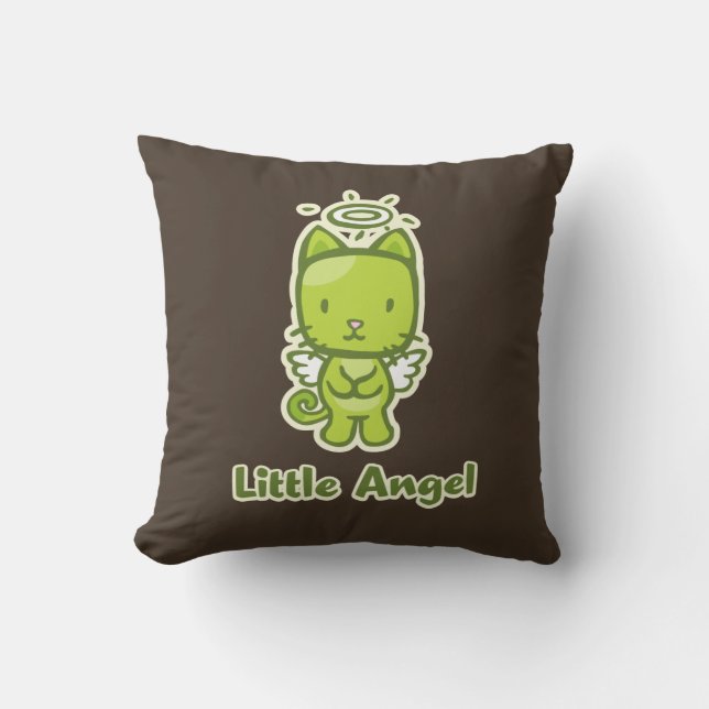 Little Angel, Little Devil Kitty Cat Reversible Throw Pillow (Front)