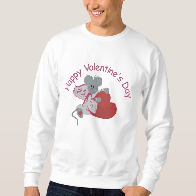 Little Angel Mouse w/Valentine Heart Embroidery Embroidered Sweatshirt (Front)