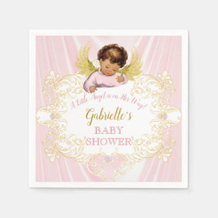 Little Angel on Her Way Pink Gold Girl Ethnic Napkins