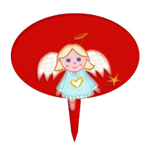 Little Angel on Red Cake Topper