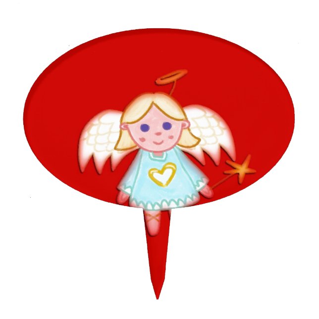 Little Angel on Red Cake Topper (Front)