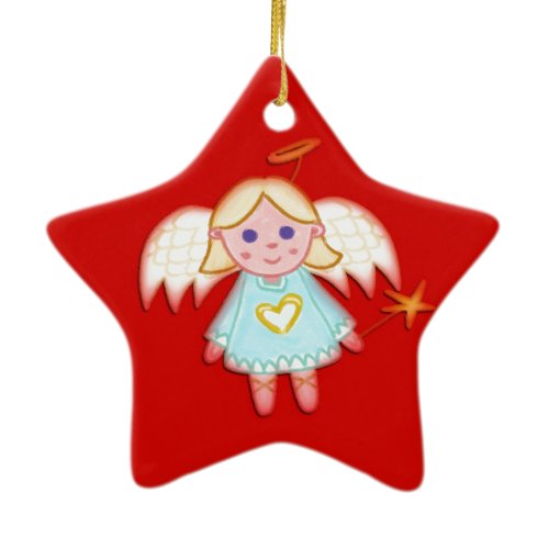 Little Angel on Red Ornament
