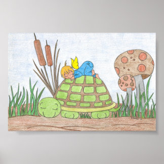 Little Angel on Turtle Poster
