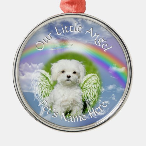 Little Angel Pet Photo Memorial Metal Ornament