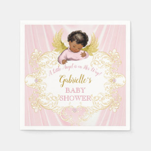 Little Angel Pink Gold Girl African American Napkins