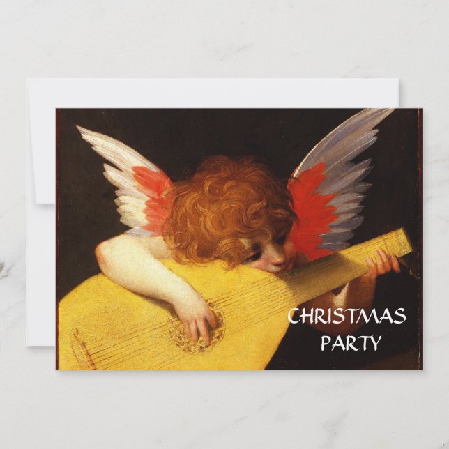 LITTLE ANGEL PLAYING LUTE  Music Making Cherub Invitation (Front)