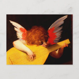LITTLE ANGEL PLAYING LUTE Music Making Cherub Postcard