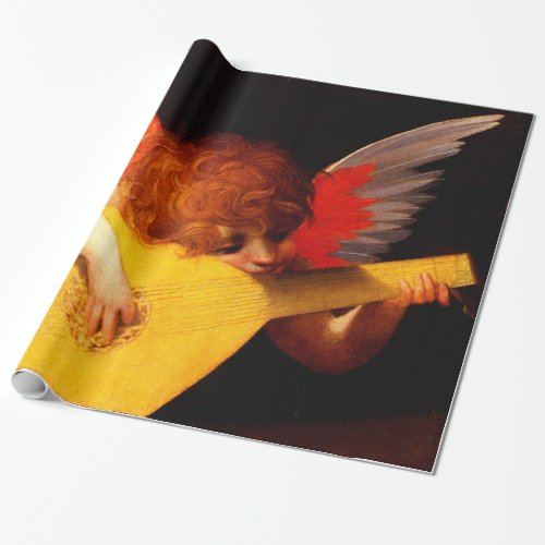 LITTLE ANGEL PLAYING LUTE Music Making Cherub Wrapping Paper