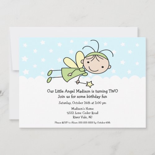 Little Angel Stick Figure Birthday Invitation