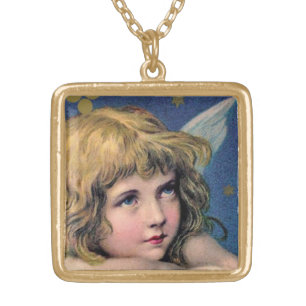 Little Angel Vintage Inspired Gold Plated Necklace
