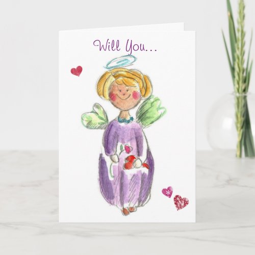 Little Angel Will You Be Mine Valentine Holiday Card