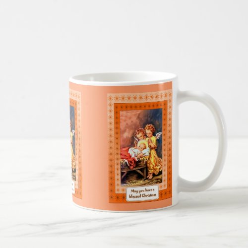 Little angels at the manger coffee mug