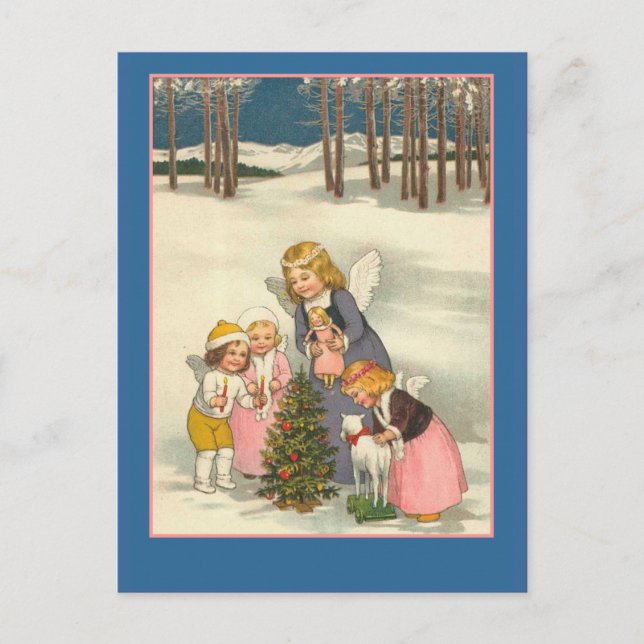 Little Angels in Snow Holiday Greeting Cards (Front)