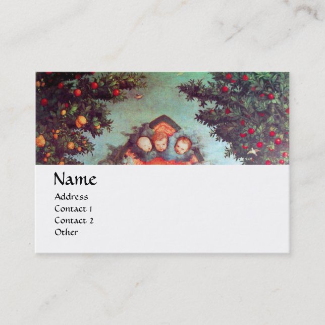 LITTLE ANGELS MONOGRAM antique blue red white Business Card (Front)