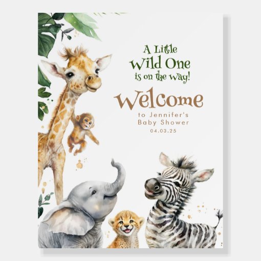 Little Animals Safari Jungle Baby Shower Welcome Foam Board | Zazzle