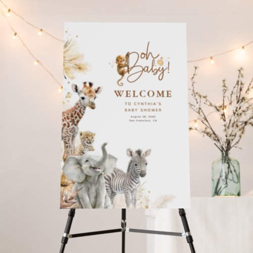 Little Animals Safari Jungle Baby Shower Welcome Foam Board