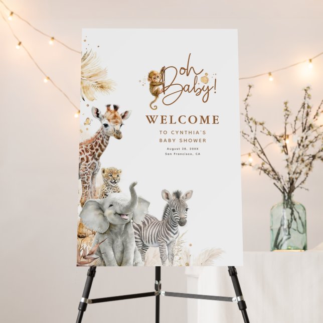 Little Animals Safari Jungle Baby Shower Welcome Foam Board (In Situ (Stand))