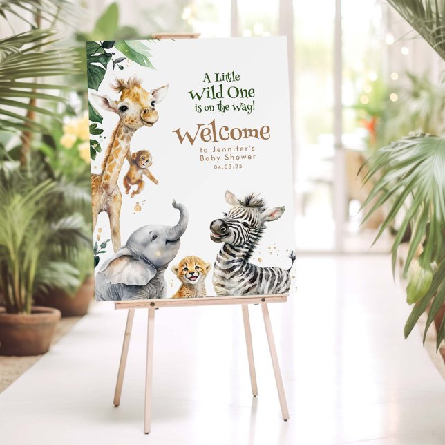 Little Animals Safari Jungle Baby Shower Welcome Foam Board (Wild One Birthday or Baby Shower Welcome Sign)