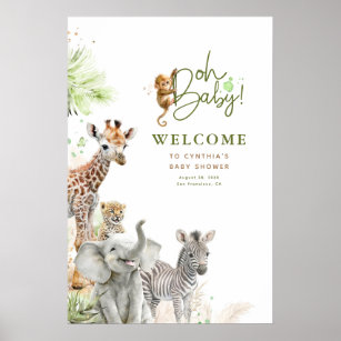 Little Animals Safari Jungle Baby Shower Welcome Poster
