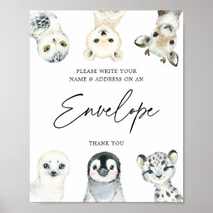 Little Arctic Baby Shower Address Envelope Sign