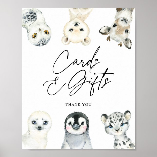 Little Arctic Baby Shower Cards and Gifts Sign (Front)