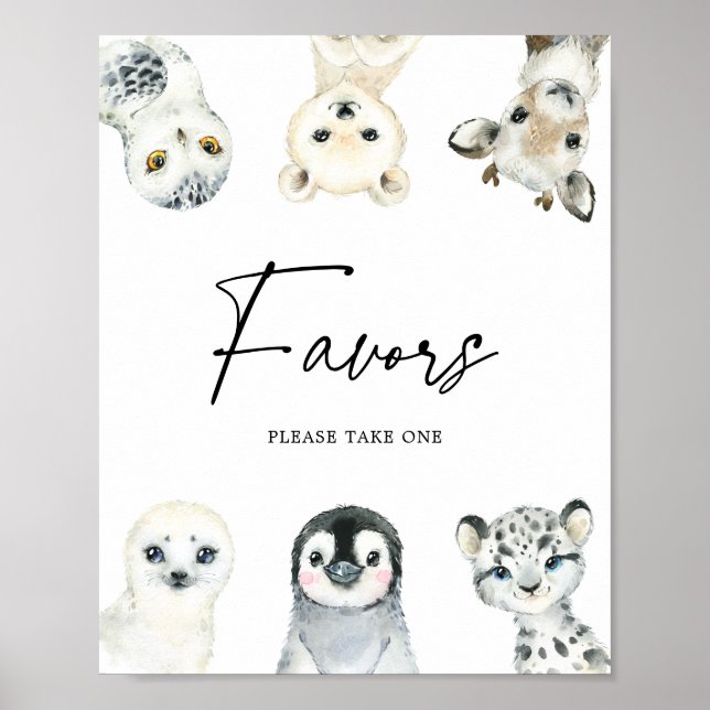 Little Arctic Baby Shower Favors Sign (Front)