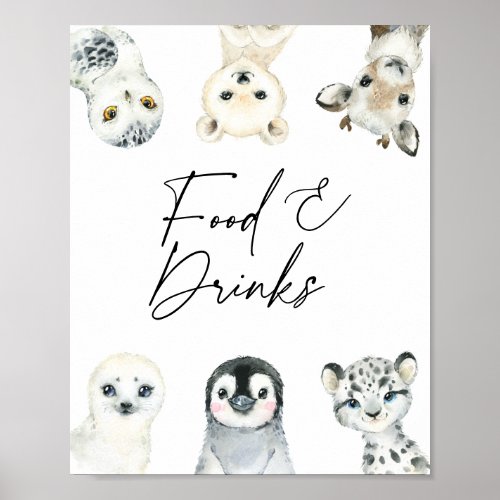 Little Arctic Baby Shower Food and Drinks Sign