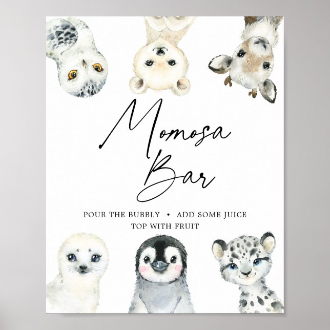 Little Arctic Baby Shower Mimosa Bar Sign (Front)