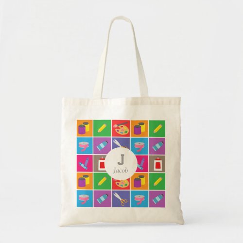 Little Artist Arts Crafts Colourful Pattern Kids Tote Bag