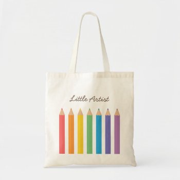 Little Artist Rainbow Colouring Pencils Kids Tote Bag by RustyDoodle at Zazzle