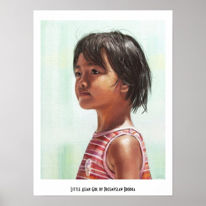 Little Asian Girl digital portrait painting Posters