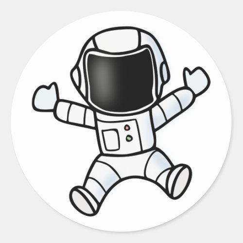 Little Astronaut Child cosmonaut boy girl in space Classic Round Sticker