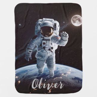 Little Astronaut custom name Baby Blanket