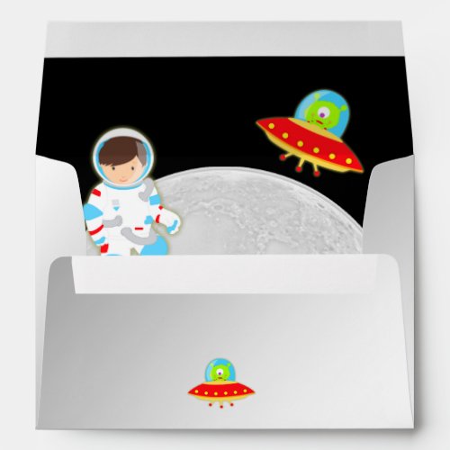 Little Astronaut in Outer Space Birthday Envelope