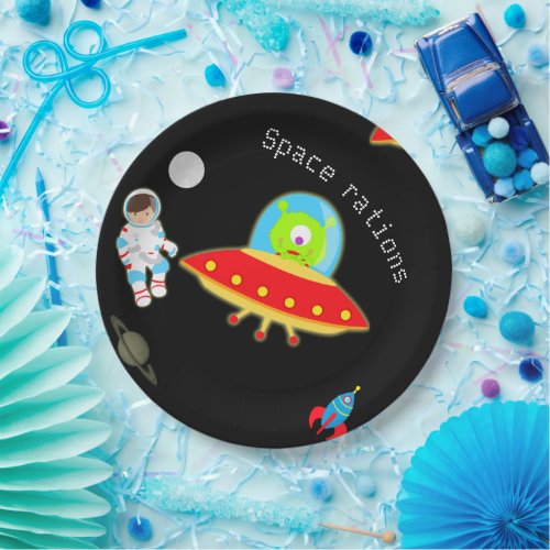 Little Astronaut in Outer Space Birthday Paper Plates
