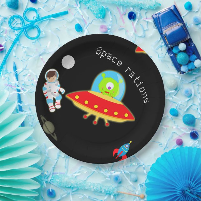 Little Astronaut in Outer Space Birthday Paper Plates (Party)