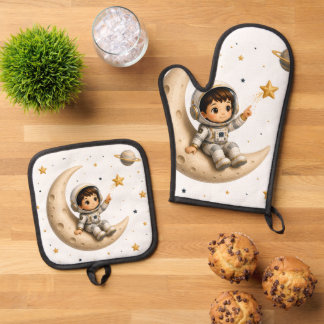 Little Astronaut Kitchen Apron Oven Mitt & Pot Holder Set