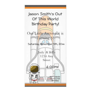 Little Astronaut & Spaceship Birthday Card