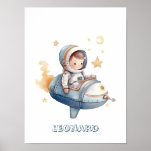 Little Astronaut's Airplane Customizable Poster