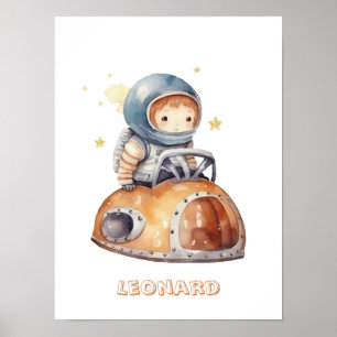 Little Astronaut's Car Customizable Poster