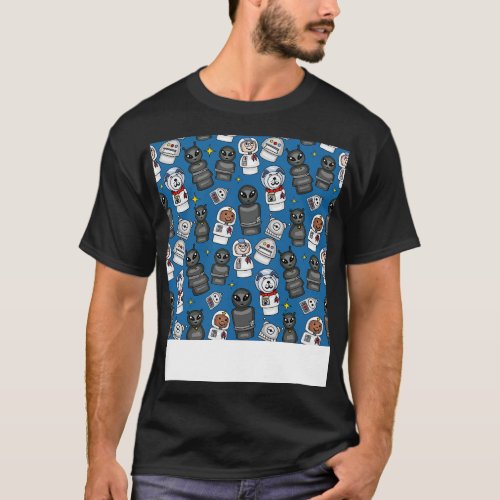 Little Astronauts Space Dog s and Robots Pattern 1 T_Shirt