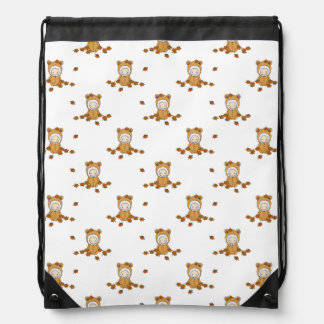 Little Autumn Babies in Falling Leaves Drawstring Bag