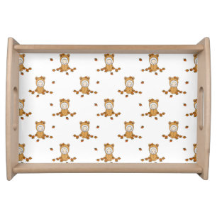 Little Autumn Babies in Falling Leaves Serving Tray