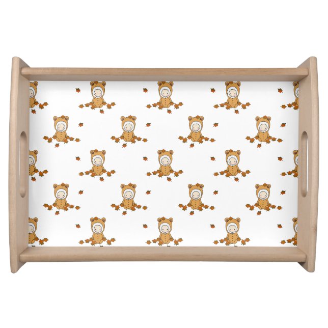 Little Autumn Babies in Falling Leaves Serving Tray (Front)