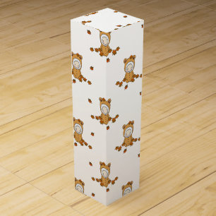 Little Autumn Babies in Falling Leaves Wine Box